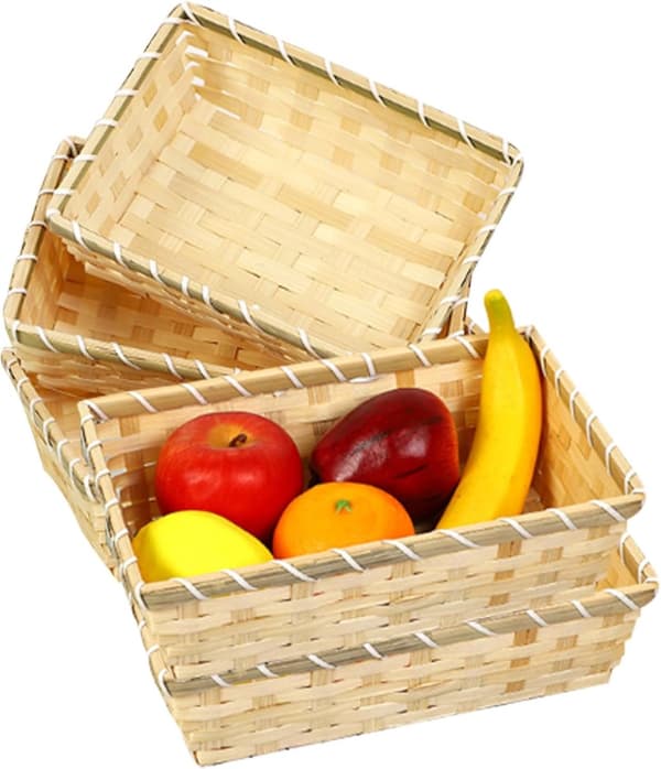 5-delade vävda presentkorgar i bambu, för frukt, snacks och presentförvaring till födelsedagar, bröllop och jul, 21 x 11 x 7,5 cm