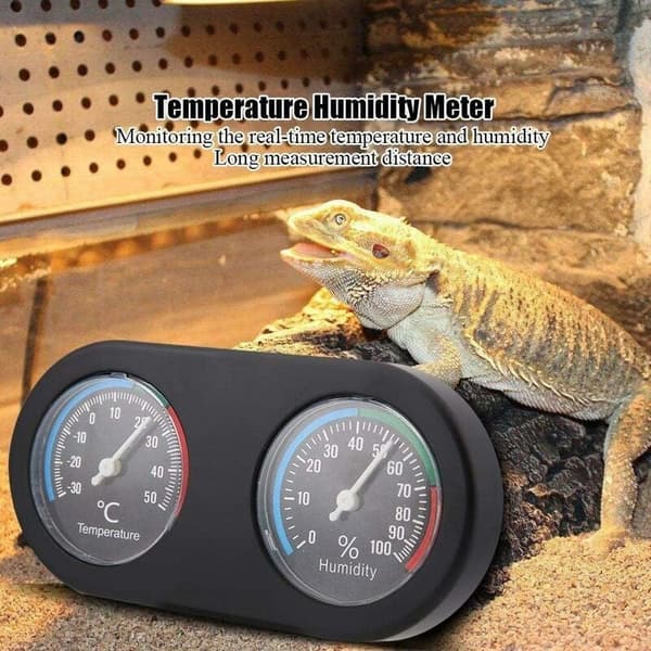 Mini Analogt Temperatur Hygrometer Rund Form Termometer Hygrometer til Reptil Tank