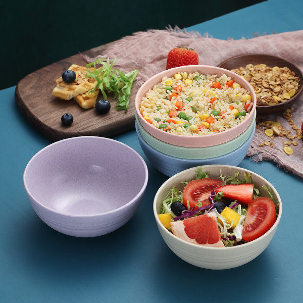 5-pak Store Genanvendelige Pastaskåle, 710 ml Brudsikker Plastik, Letvægts Suppeskåle til Ris, Salat, Nudler, Suppe, Salat (Cremet Hvid)