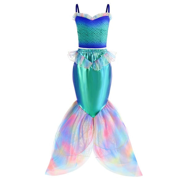 Flickans Lilla Sjöjungfrun Ariel Prinsessklänning Cosplay Kostym Barnfestföreställning Kläder AMY17 150cm
