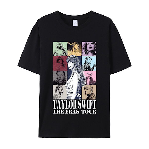 Taylor Swift trykt T-shirt med korte ærmer til damer, sort, M svart M