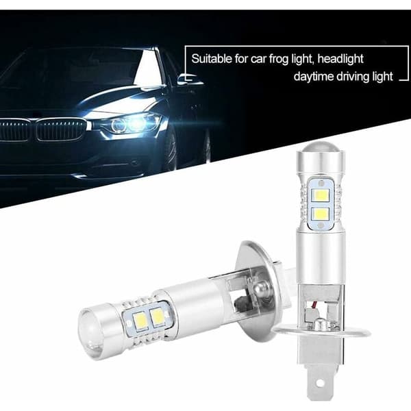 Frontlyspærer, 2x H1 6000K Super White 100W LED Frontlyspærer Kit Lav Beam