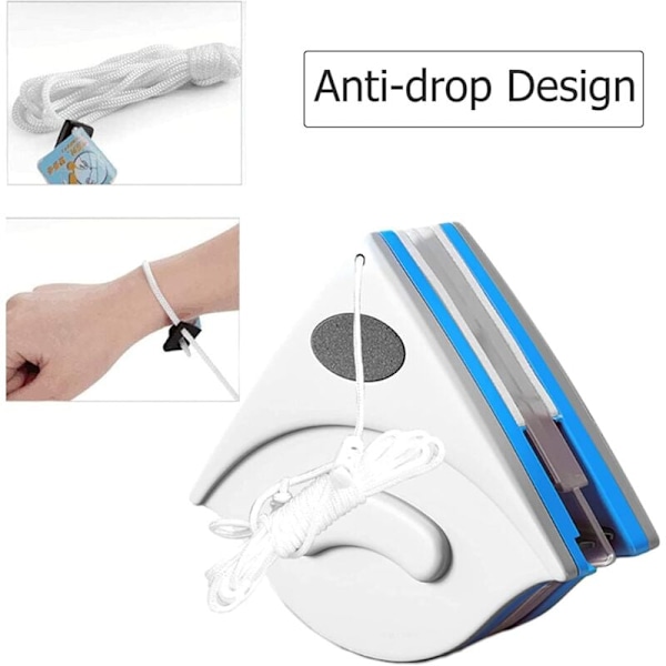 Magnetisk fönsterputsare för dubbelglas, dubbelsidig fönsterrengöringsborste, invändig fönsterputsare för 3-8 mm glasfönster, med anti-dropprep