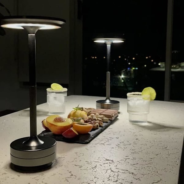 Sladdlös I-formad metallisk bordslampa med touchsensor, 3 färger dimbar laddningsbar skrivbordslampa Black A-1pc