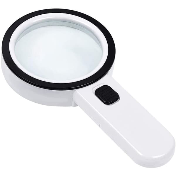 LED Læseforstørrelsesglas, 30x, Hvid/Sort