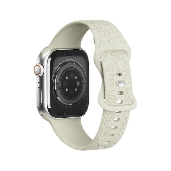 Passer til iwatchS9 876SE Apple Watch rem med præget lille rose i silikone Sunflower - apricot 42/44/45/49mm