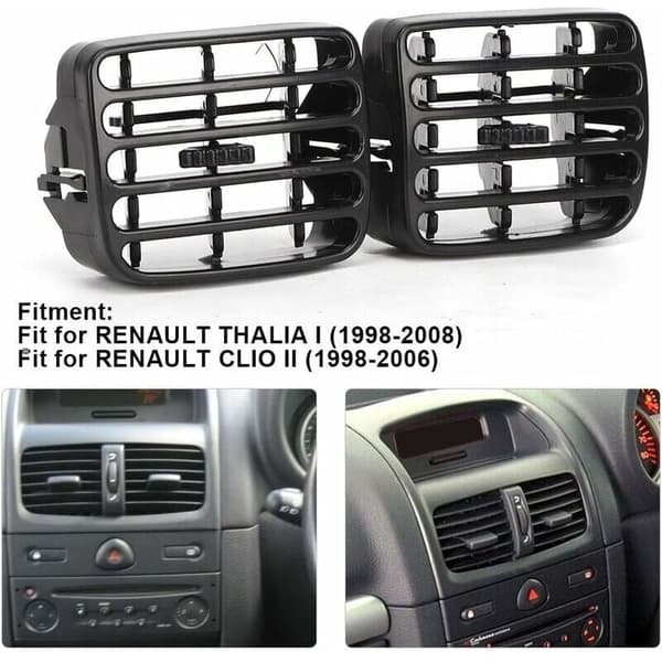 Ventilasjonsgitter for Renault Clio MK2 1998-2006, 2 stk, Grå Dashboard Ventiler