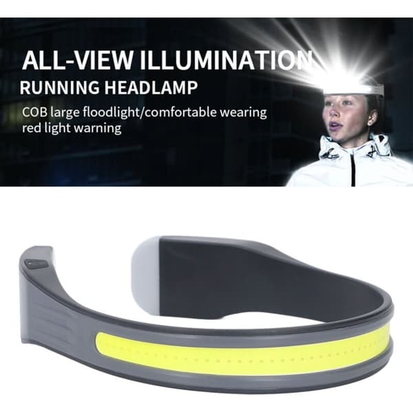Oppladbar LED COB Hodelykt IPX4 Vanntett for Arbeid, Jogging, Camping