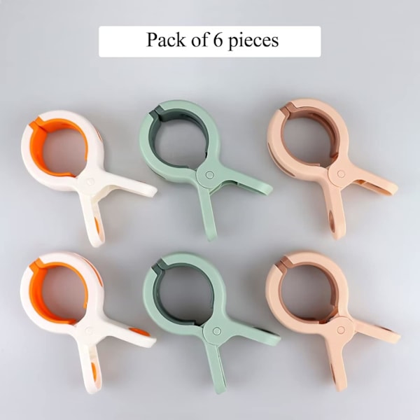 Suuret pyykinpuristtimet - Tuulenpitävät pyykinpuristtimet pyykkinarulle, suuri aukko paksuille vaatteille, sekoitetut värit (6-pakkaus) Assorted Color