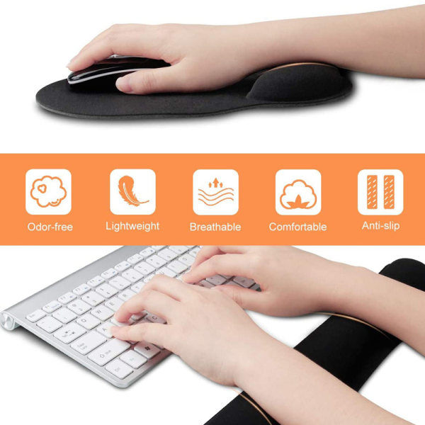 TG Håndledsstøtte, tastatur og musemåtte, behagelig Memory Foam mus