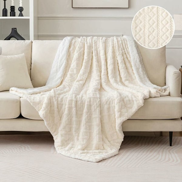 100x150cm Sherpa-fleecepeitto, pehmeää ja muhkeaa villaa lämmittävällä nukalla, auttaa nukkumaan paremmin vauvansänkyyn, beige