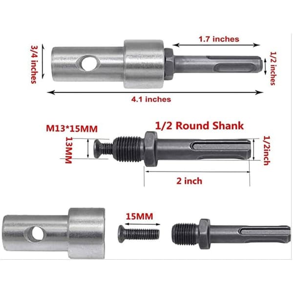 Hagebor Power Drill Adapter, 2-hulls jordbor-kobling for SDS Plus trådløs drilldriver stangbor