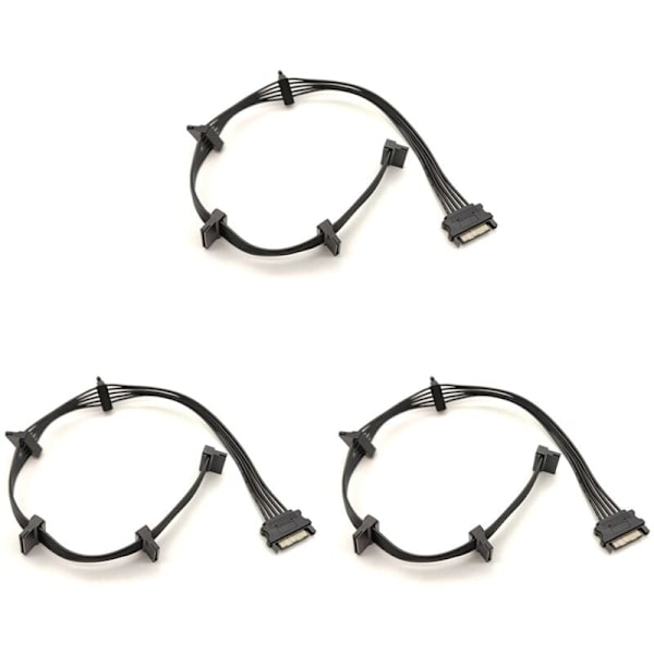 3X 15-Pin Harddisk Strømsplitterkabel 1 Han til 5 Hun Forlængerledning til PC Server DIY
