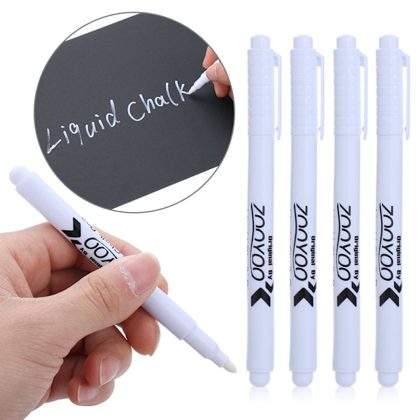 5 stk. Hvid flydende kridtpen Black Board Marker Raderbar 5stk