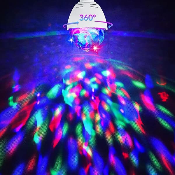 Flerfärgad LED-partylampa med roterande discoeffekt för E27-sockel vit