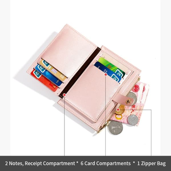 Simpel Læderpung til Kvinder - Multi-Kortholder med Møntlomme pink