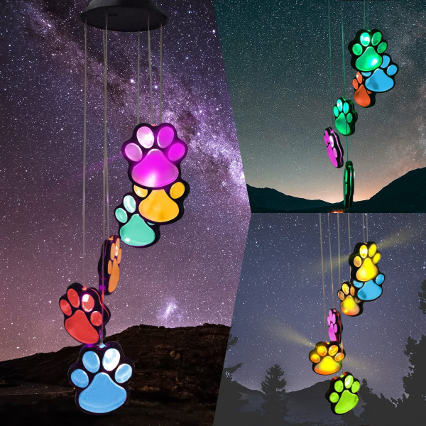 Solcelledrevet kolibri vindklokkespill lys LED jule sommerfugl lys hage sol vindklokkespill lys landskapslys hagelys Red 6 lamp holder Solar Cat Scratch Wind Chime Light