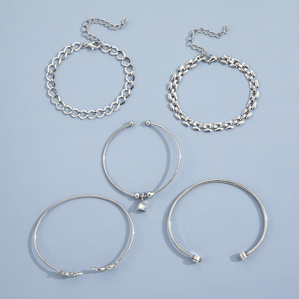 Punk armbånd med diamant sommerfugl stak kæde smykker hip hop multi-lag armbånd OT armbånd AB824-02 hvid K AB824- White