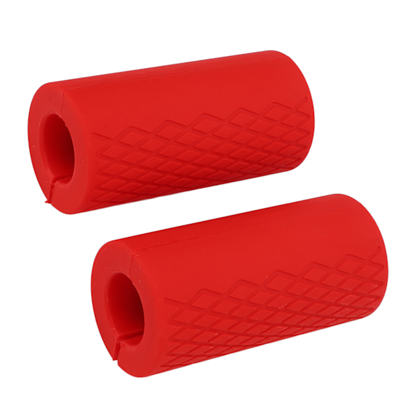 Par Barbell Grepp Bar Grepp Silikon Anti-Slip Tjockna Hantelgrepp för Viktlyftning Muskeluppbyggnad Röd