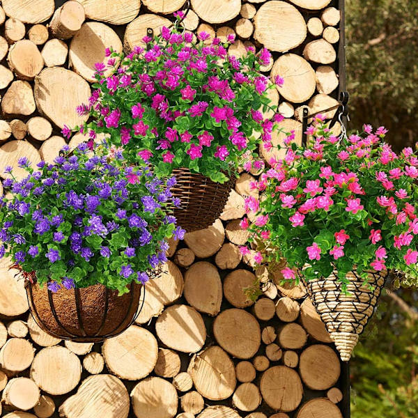Konstgjorda blommor Falska utomhus UV-beständiga buxbomväxter Buskar 4-pack för hängande växt inomhus utomhus