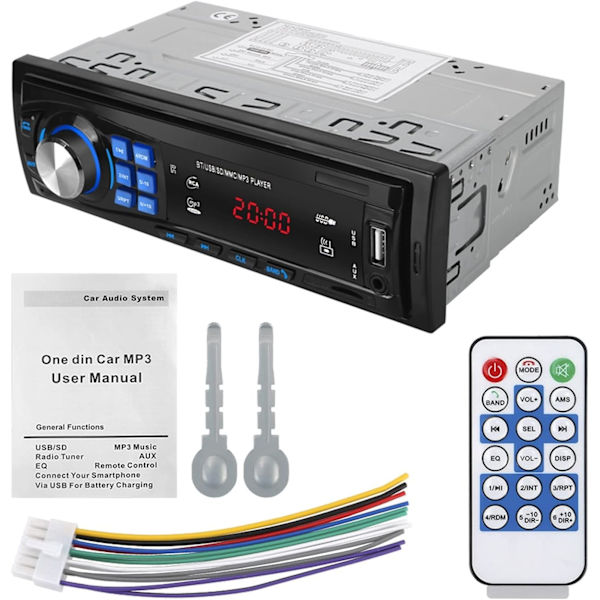 Auton 1 DIN -autoradion Bluetooth FM -stereoradio USB SD AUX -audiosoitin Auton elektroniikka Kojelaudan 12-napainen autoradion soitin