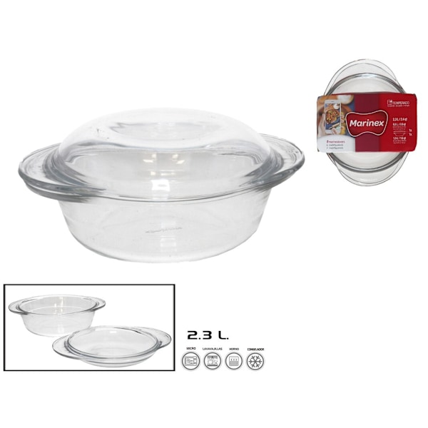 WKL 2.4L Lasinen Uunivuoka & Lähde, Kestävä, 1.9L-4.2L, Uunin- ja konepesunkestävä Tray 2.4L No,