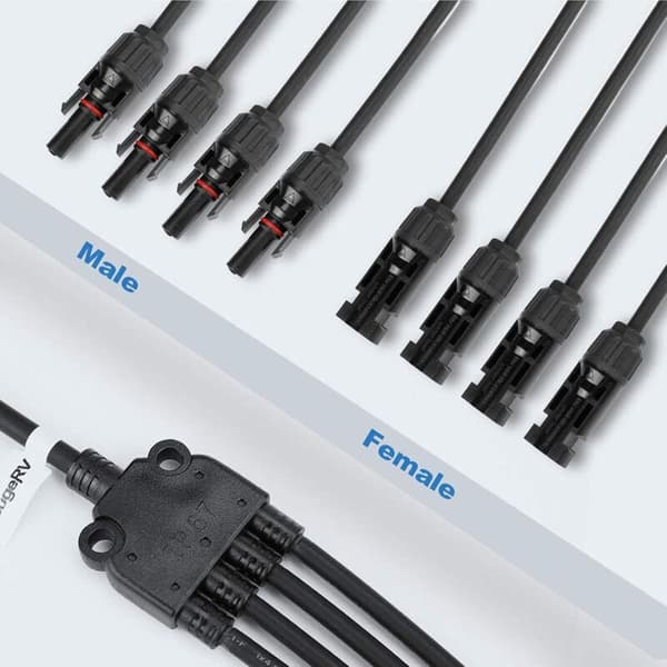 Solpanel Y-kontakt 4-pack Hane Hona PV Förlängningskabel