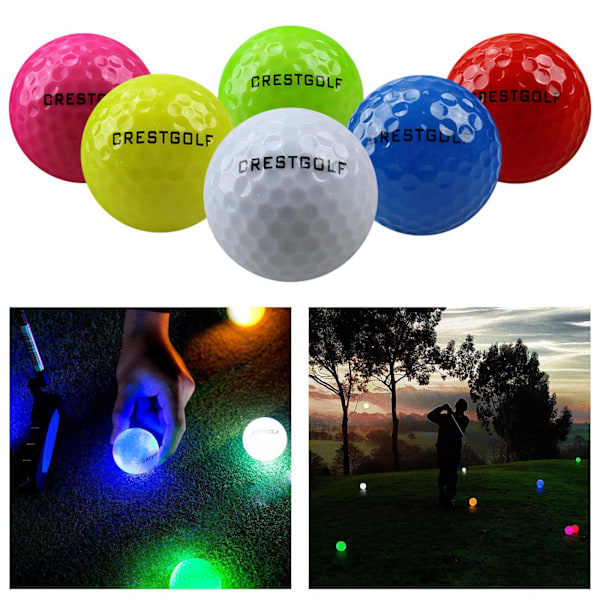 1/2 6stk Sports LED for golfballer som lyser i mørket Nattlys 1 stk