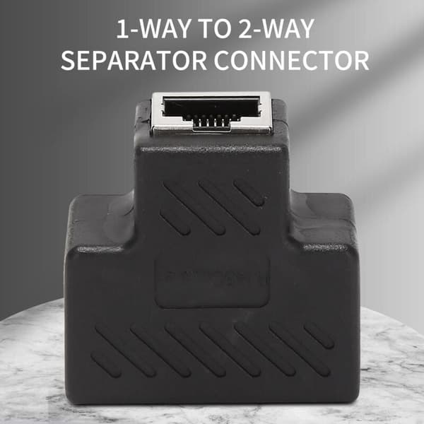 2 Port RJ45 Splitter Adapter Connector Socket Ethernet Lan Nettverksforlengelseskabel 1 stk
