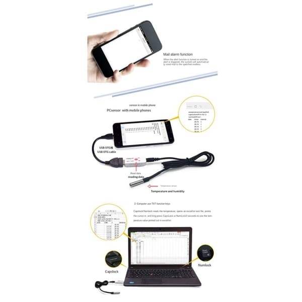 USB Termometer for Datamaskin, Temperatursensor, Probe, Fjernmonitor for Akvarium, Industri, TEMPer Gold