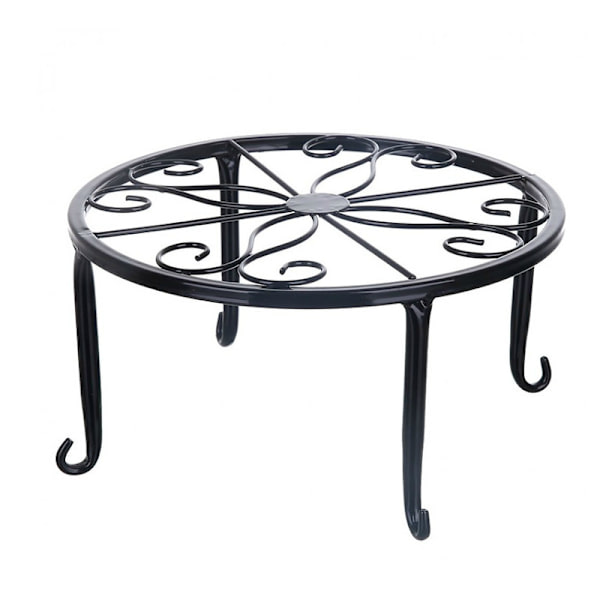 Smijern blomsterstativ balkong blomsterpotteholder holdbar rund metallhylle hjem hage innendørs display bonsaiholder svart