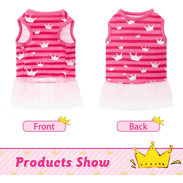 Crown Girl Koiran Mekko - Ihastuttava Vaaleanpunainen Prinsessa Koiranpentu Mekko Tutu-Setti, Pehmeä ja Hengittävä Koiran Asu Arkikäyttöön, Juhliin ja Syntymäpäiväkäyttöön (Koko M)