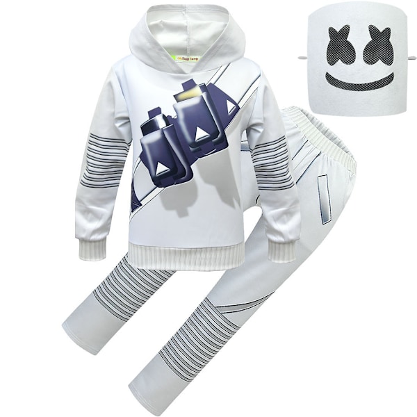 DJ elektronisk musikk Marshmello samme stil gensersett Marshmello drakt suit+mask 150cm