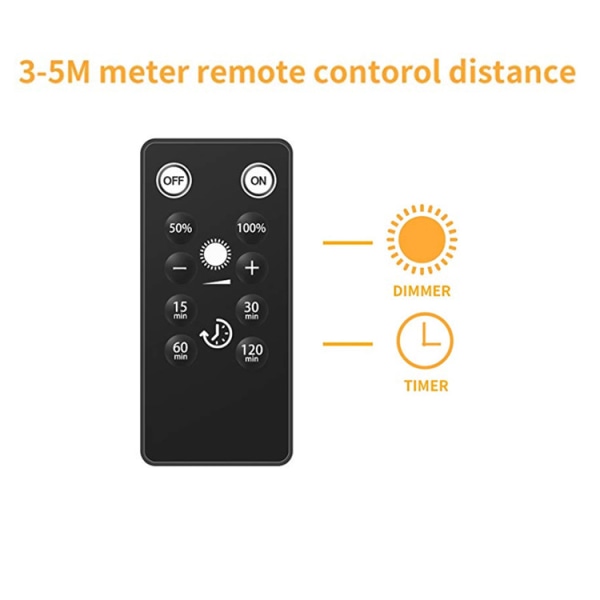 LED-lys med justerbar lysstyrke, lang batterilevetid, fjernkontroll, intelligent magnetisk nattlampe Remote Control Warm 1pc
