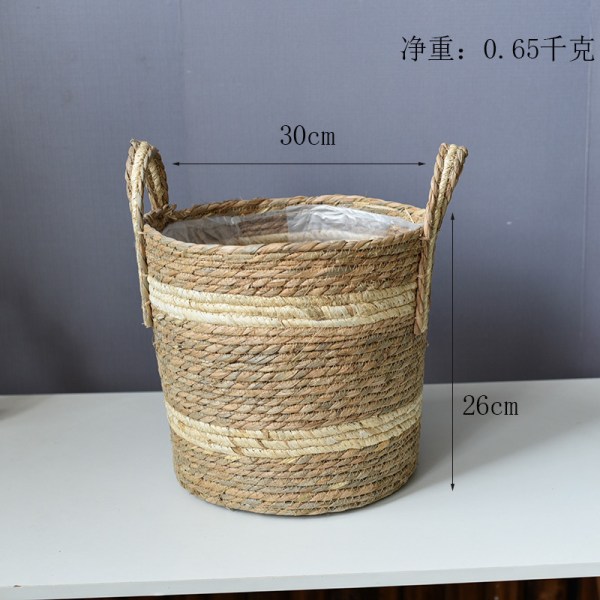 Halmplanta extra stor extra stor krukväxt blomkorg växtkorg vävd golv inomhus bonsai White fishing net with bulging belly large