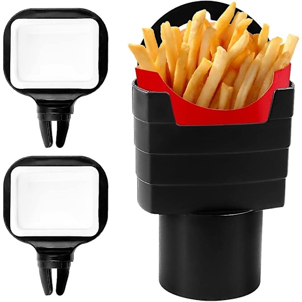 Bilhållare för pommes frites med 2 doppklämmor Såshållare Dopp pommes frites set i bilen Ketchupbehållare för S-fordon