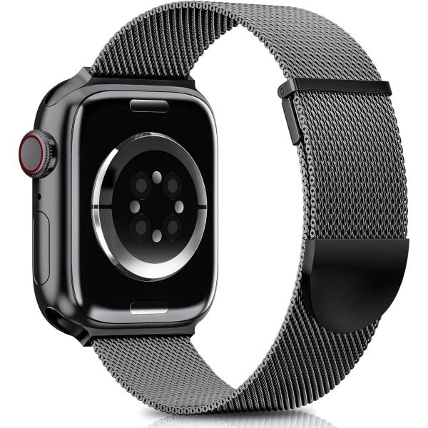 Rem kompatibel med Apple Watch -remme 41 mm 40 mm 38 mm, dobbelt magnetisk justerbar erstatningsrem til iWatch Series 9 8 SE 7 6 5 4 3 2 1, Sort Black