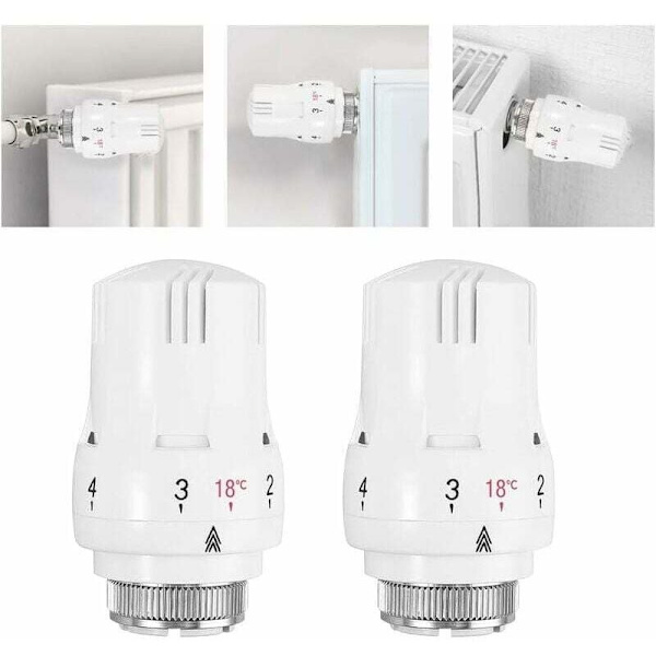 Sett med 4 termostathoder, termostatisk radiatorventil, termostatisk radiatorhode, termostatisk radiatorventil M30 x 1,5.