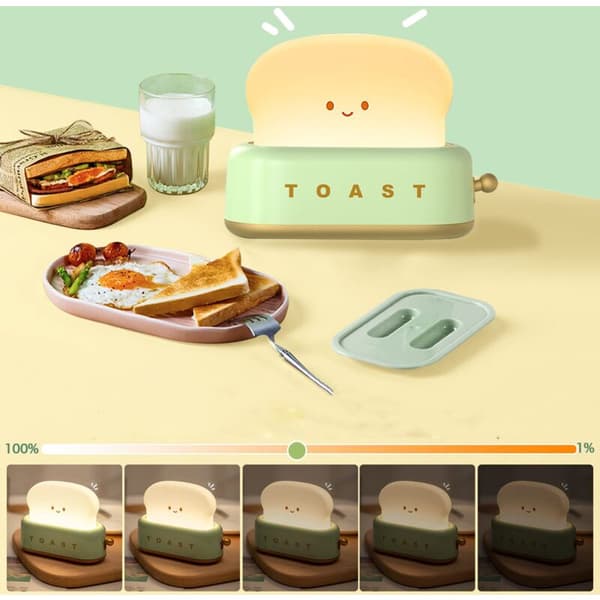 Natlampe, Toaster, Genopladelig, Grøn/Hvid