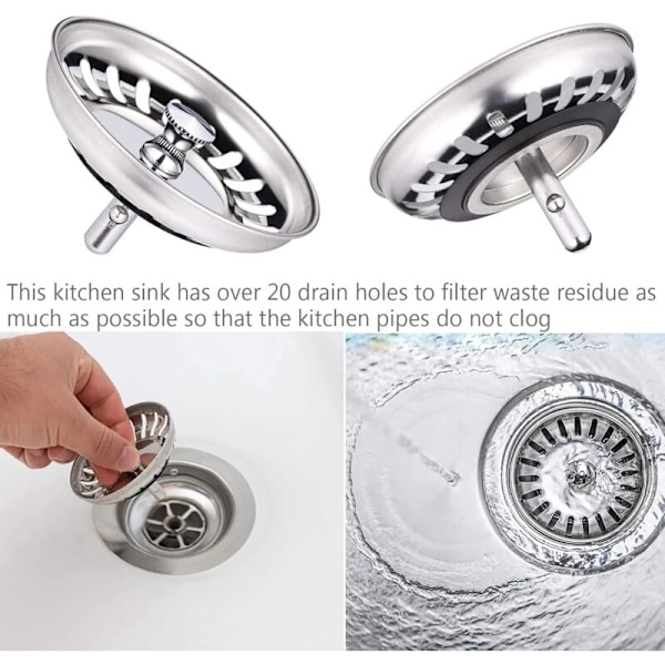 Diskho Filter, Diskbänksplugg, Rostfritt Stål Diskho Filter, Rostfritt Stål Diskbänksplugg, Kompatibel med De Flesta Diskbänkar (Diameter: 78mm)