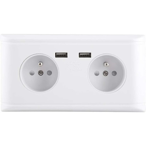 Multifunktionellt USB-uttag EU-kontakt Vägguttag med dubbla USB-portar för telefonladdning 250V