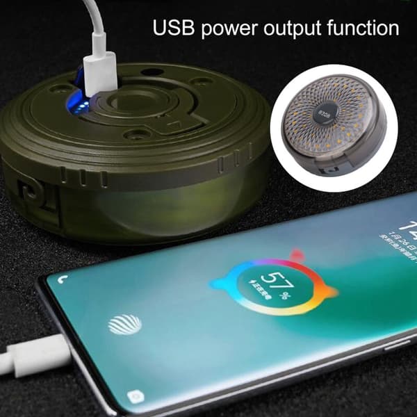 Oppladbar USB utendørs campinglys, IPX4 vanntett for telt, grå