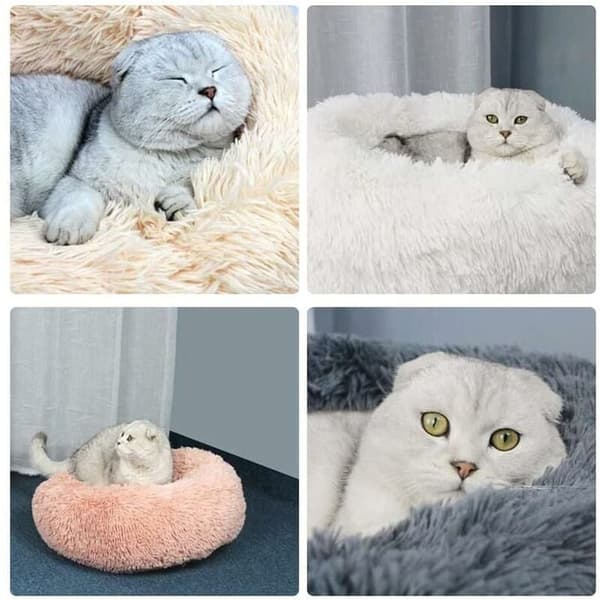 Blød Fleece Rund Kæledyrsseng til Katte og Hunde Pink 50 cm