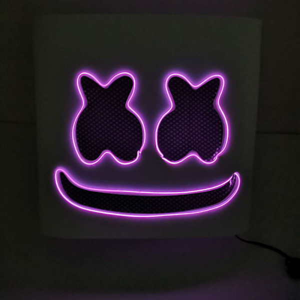 Marshmallow DJ-huvudskydd LED-upplyst EVA-huvudskyddsmask Purple