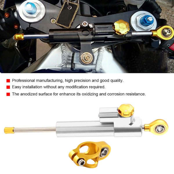 Universal Motorcykel Styr Aluminiumlegering Styr Dempningsstabilisator Sikkerhedskontrol (Sølv)
