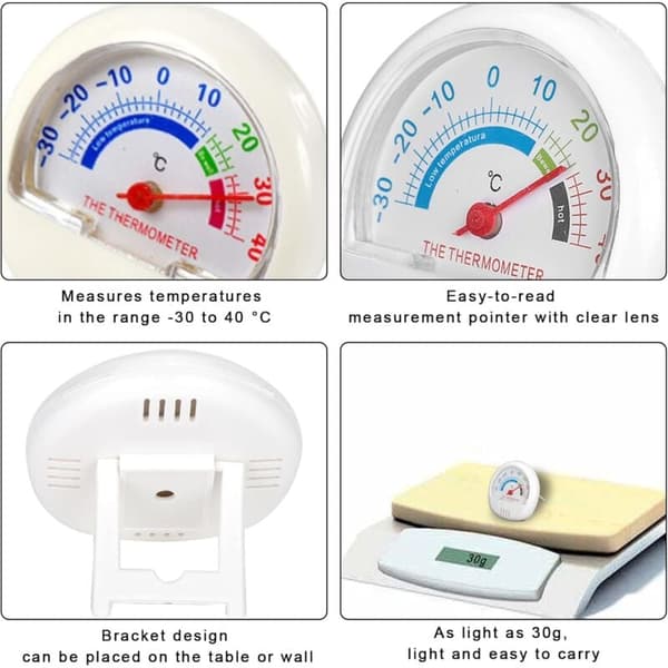Mini Køleskabsfryser Termometer Stort Mekanisk Urskive Termometer (Hvid)