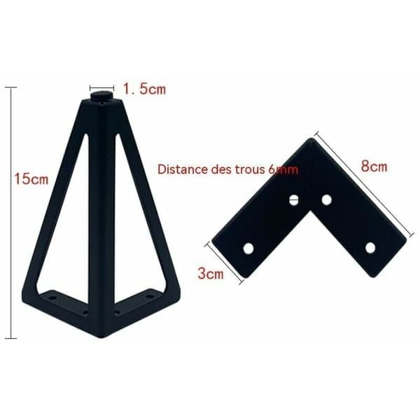 Pakke Sort 15 cm Metal Udskiftnings Møbelben til Møbler, Skabe, Sofaer, Andre Møbelfødder. (15 cm, Lys Sort)-..