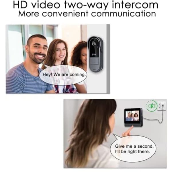 1080P Trådlös Dörrklocka Kamera Utomhus med 4.3 \"