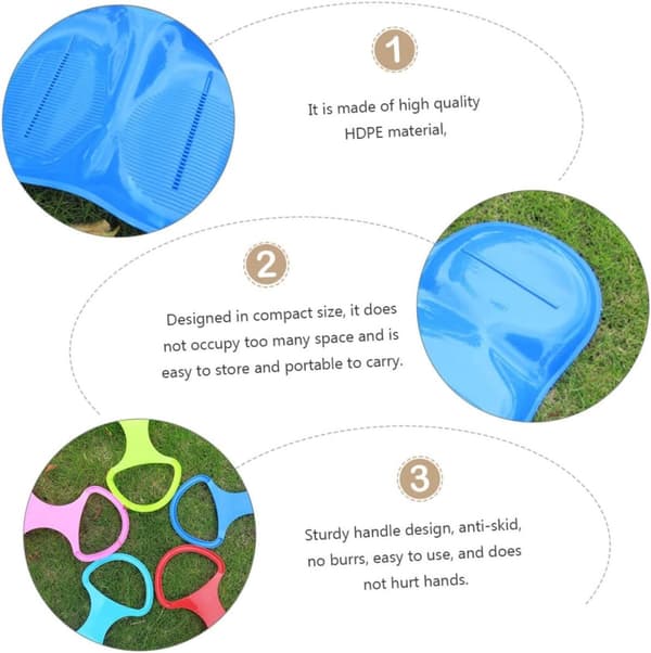 Sæt med 2 sneslædebrætter til børn og voksne, holdbar HDPE-plastslæde med skridsikkert design til vinter-, sne-, sand- og græssjov, blå