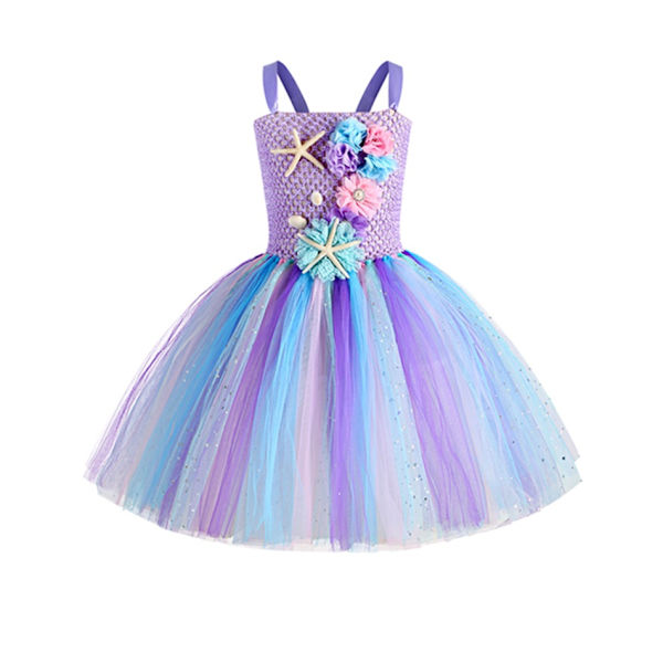 Flickans Lilla Sjöjungfrun Ariel Prinsessklänning Cosplay Kostym Barnfestföreställning Kläder AMY12 140cm
